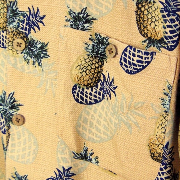 ISLAND HEAVEN peach Hawaiian silk shirt M ✨🎟 - Picture 3 of 5